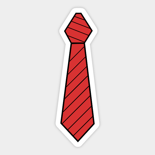 Red Tie Striped Design Toon Wearable Art Sticker by N1L3SH